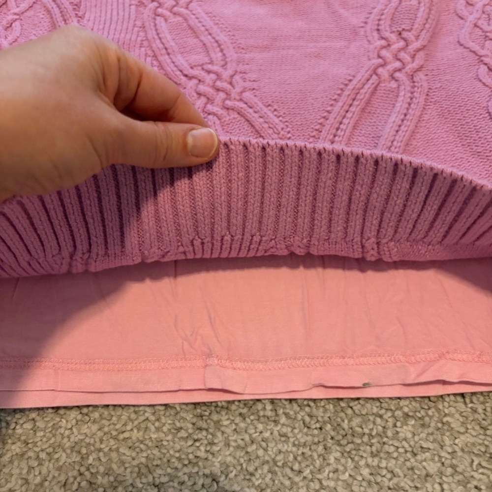 Maeve Anthropologie Cable Knit Sweater Skirt Womens S Pink Coquette Cozy Barbie - Picture 4 of 8